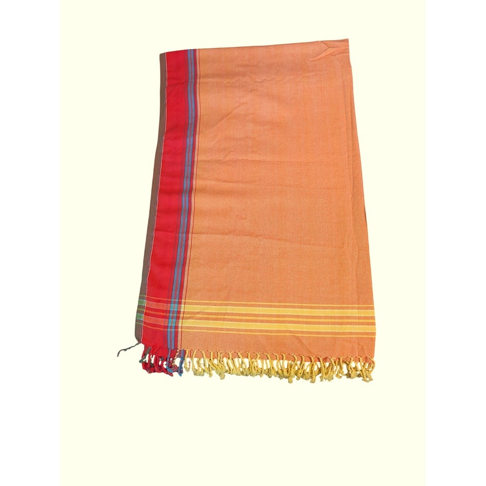 Turkish Towel Peshtemal Boho Wrap Cotton Sarong Throw Beach Fringe Orange Stripe